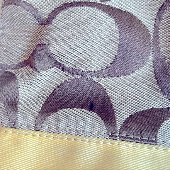 GUC Coach F13674 signature stripe canvas shoulder bag in khaki & yellow π€π - Picture 4 of 11